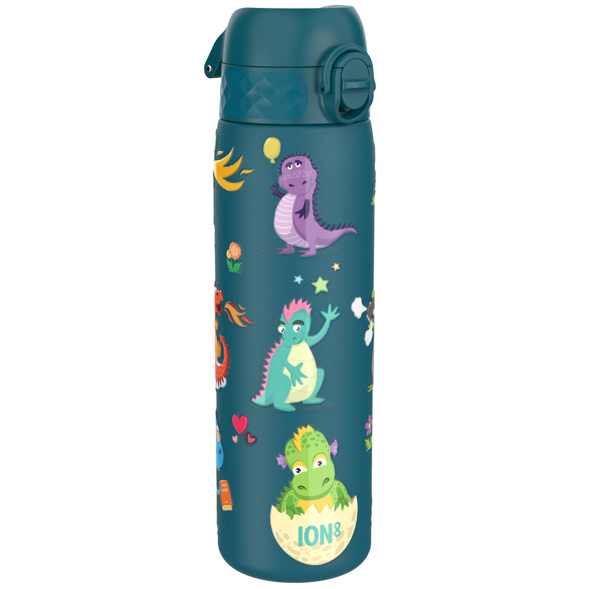 Leak Proof Slim Thermal Water Bottle, Insulated Steel, Teal Dragons, 500ml (17oz)