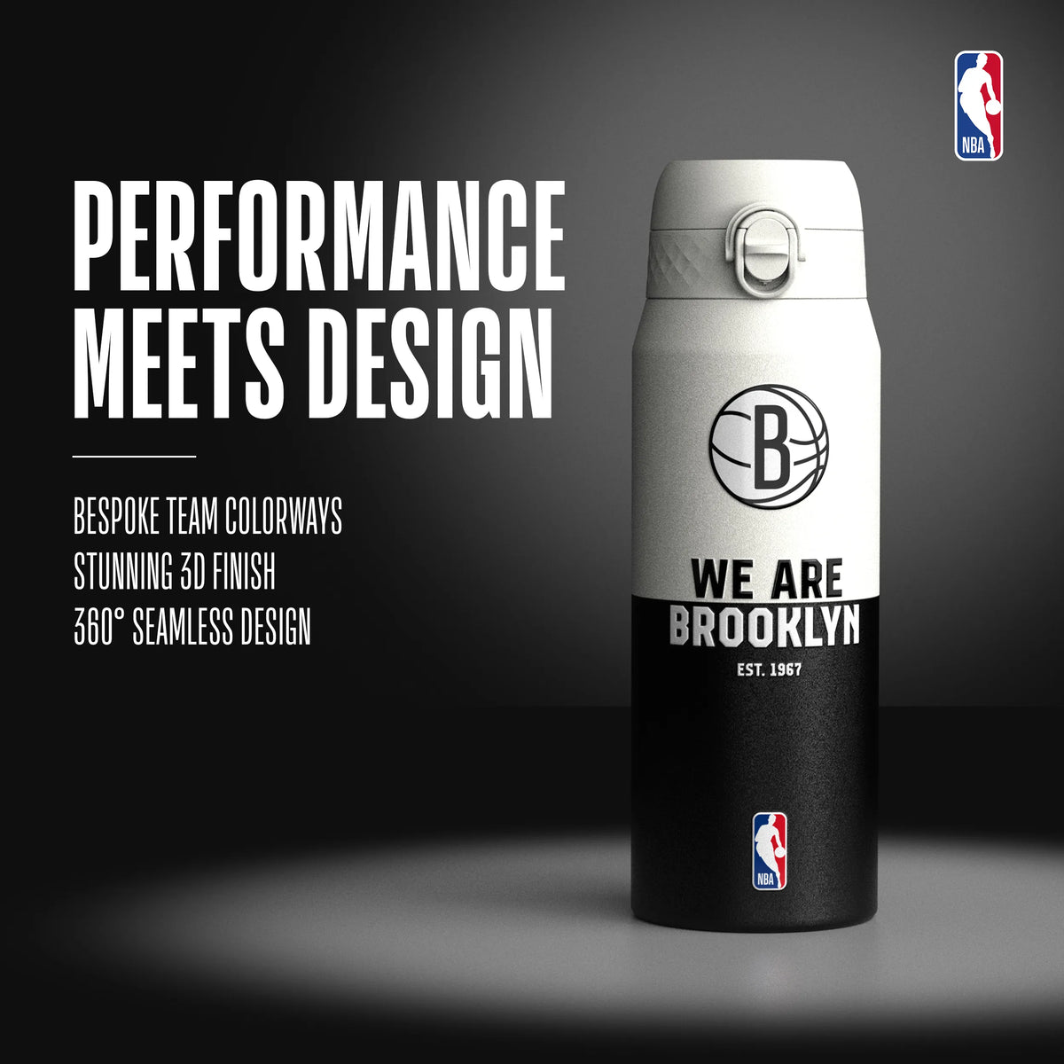 NBA x ION8, Insulated Steel Bottle, Brooklyn Nets, 750ml (24oz) — additional product photo