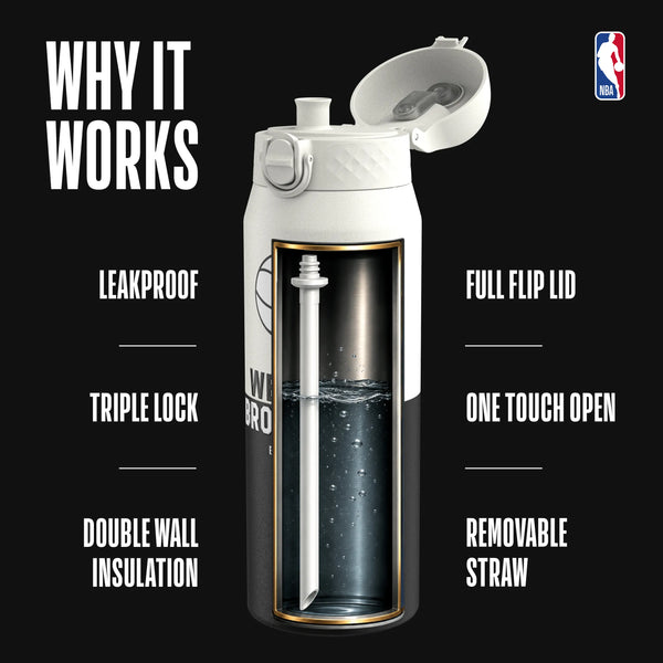 NBA x ION8, Insulated Steel Bottle, Brooklyn Nets, 750ml (24oz) — additional product photo