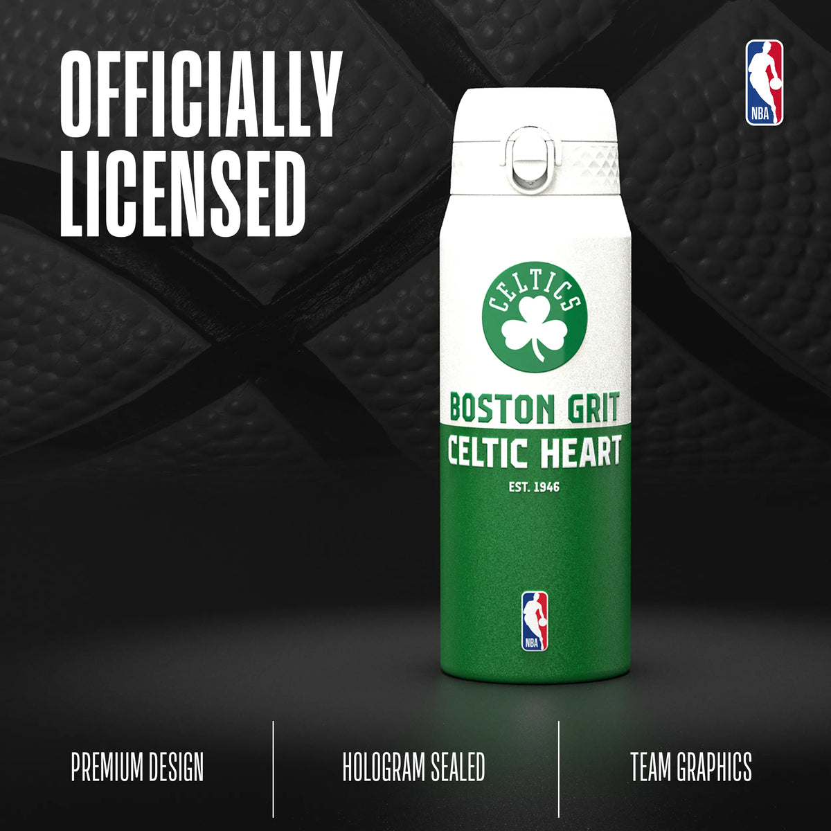 NBA x ION8, Insulated Steel Bottle, Boston Celtics, 750ml (24oz) — additional product photo
