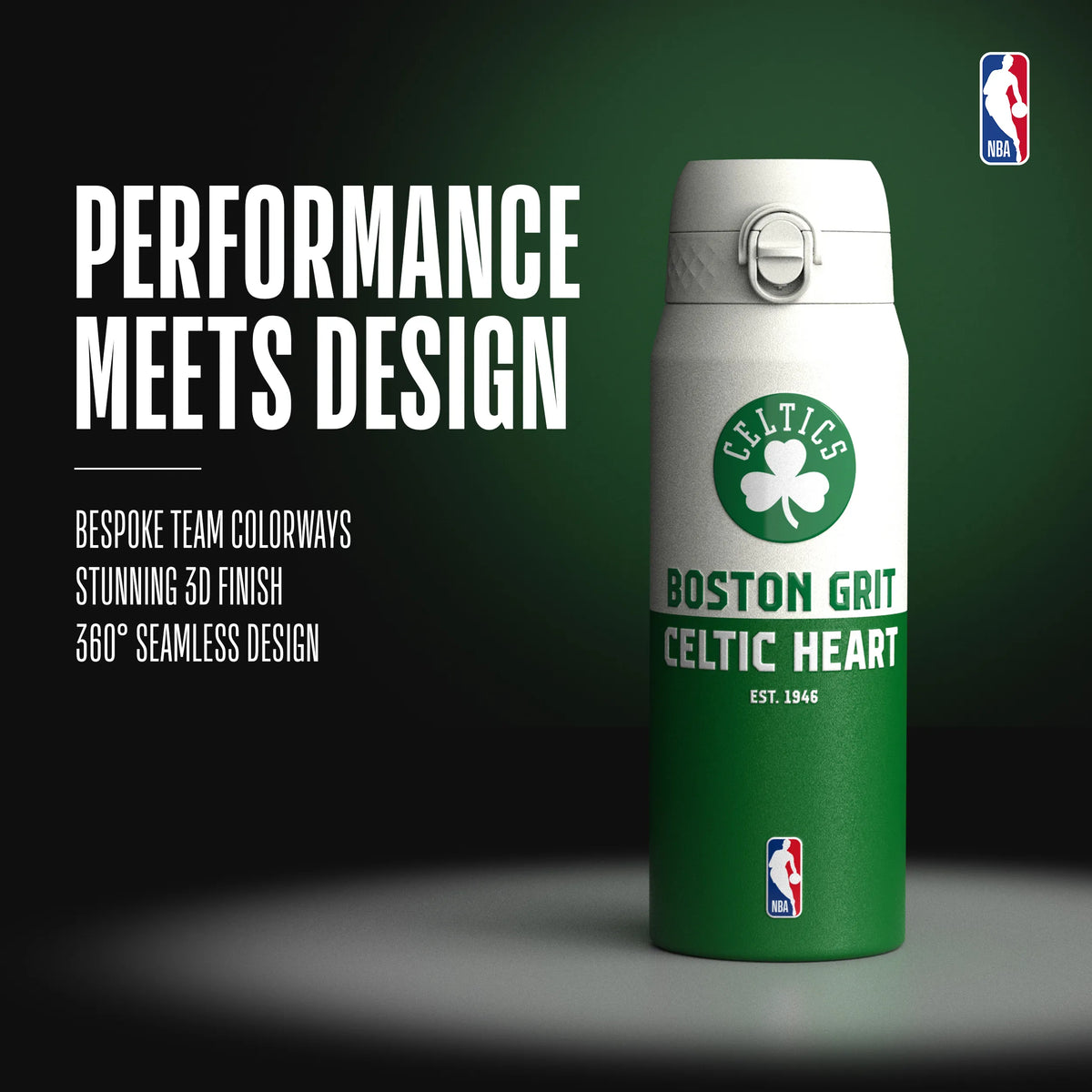NBA x ION8, Insulated Steel Bottle, Boston Celtics, 750ml (24oz) — additional product photo