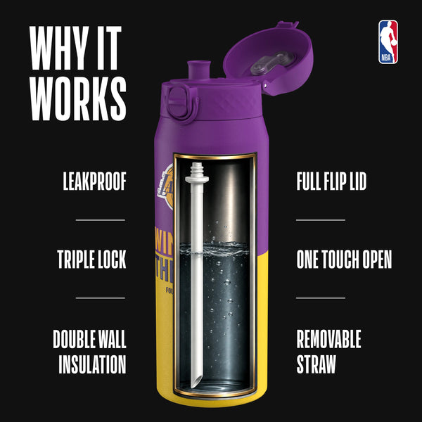 NBA x ION8, Insulated Steel Bottle, LA Lakers, 750ml (24oz) — additional product photo