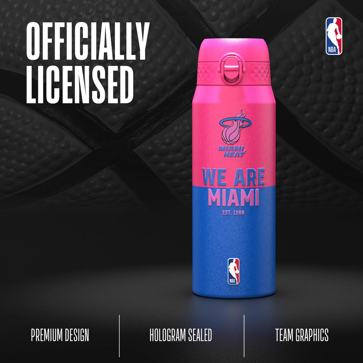 NBA x Ion8 Sports, Insulated Bottle, Miami Heat, 750ml (24oz) — additional product photo