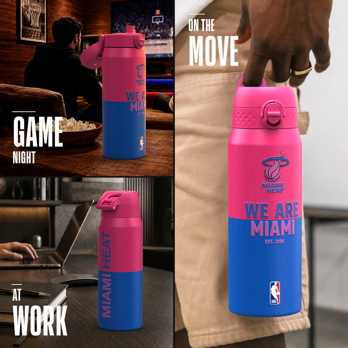 NBA x Ion8 Sports, Insulated Bottle, Miami Heat, 750ml (24oz) — additional product photo