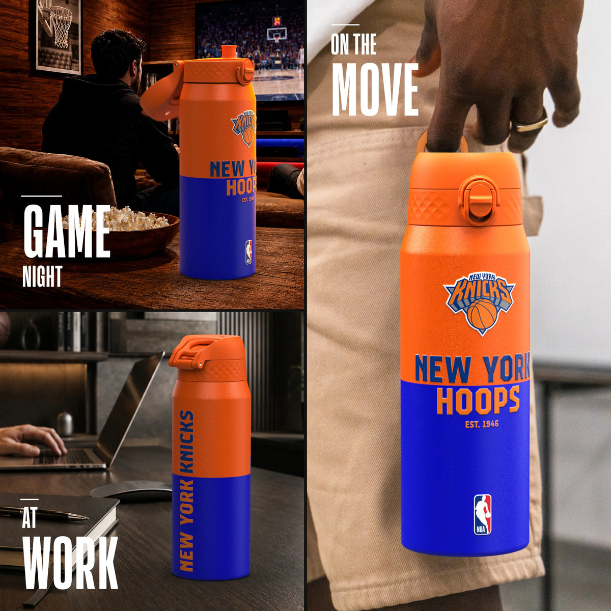 NBA x ION8, Insulated Steel Bottle, NY Knicks, 750ml (24oz) — additional product photo