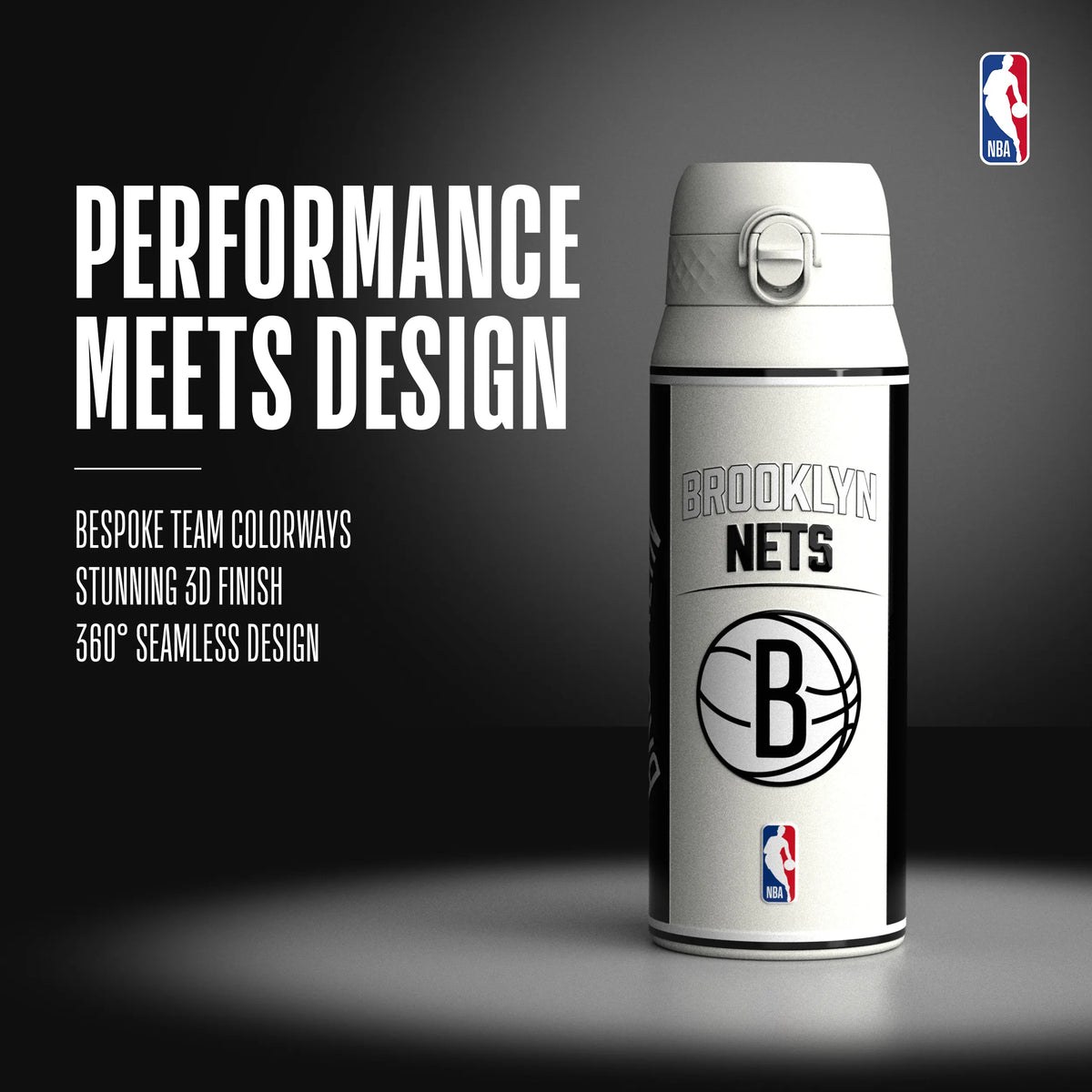 NBA x ION8, Insulated Steel Bottle, Brooklyn Nets, 750ml (24oz) — additional product photo