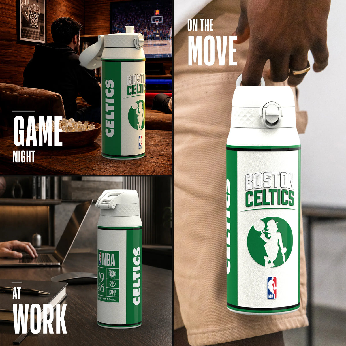NBA x ION8, Insulated Steel Bottle, Boston Celtics, 750ml (24oz) — additional product photo