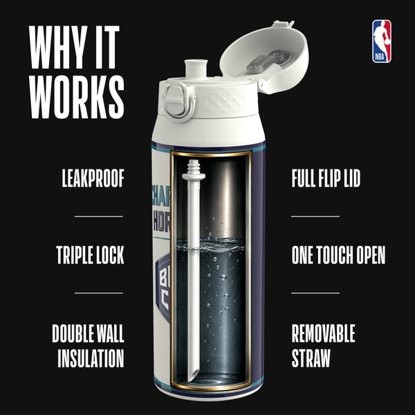NBA x ION8, Insulated Steel Bottle, Charlotte Hornets, 750ml (24oz) — additional product photo