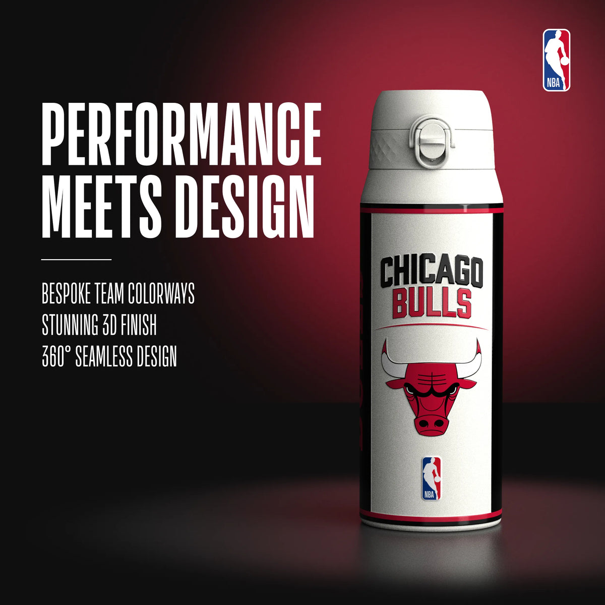 NBA x ION8, Insulated Steel Bottle, Chicago Bulls, 750ml (24oz) — additional product photo