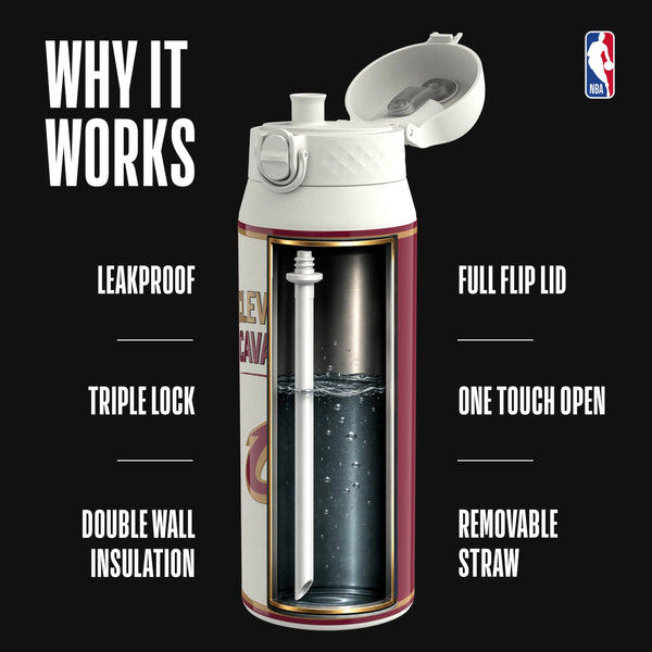 NBA x ION8, Insulated Steel Bottle, Cleveland Cavaliers, 750ml (24oz) — additional product photo