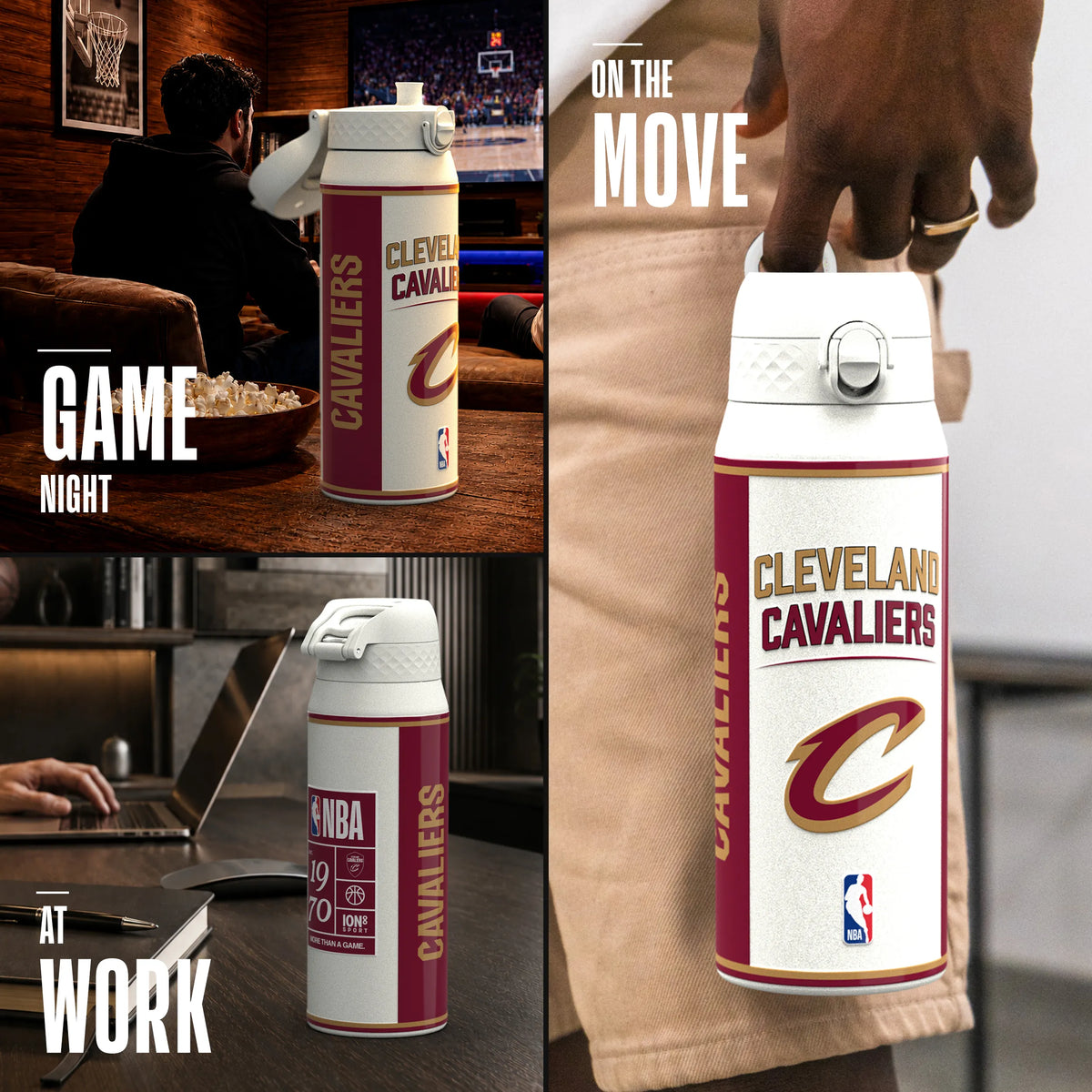 NBA x ION8, Insulated Steel Bottle, Cleveland Cavaliers, 750ml (24oz) — additional product photo