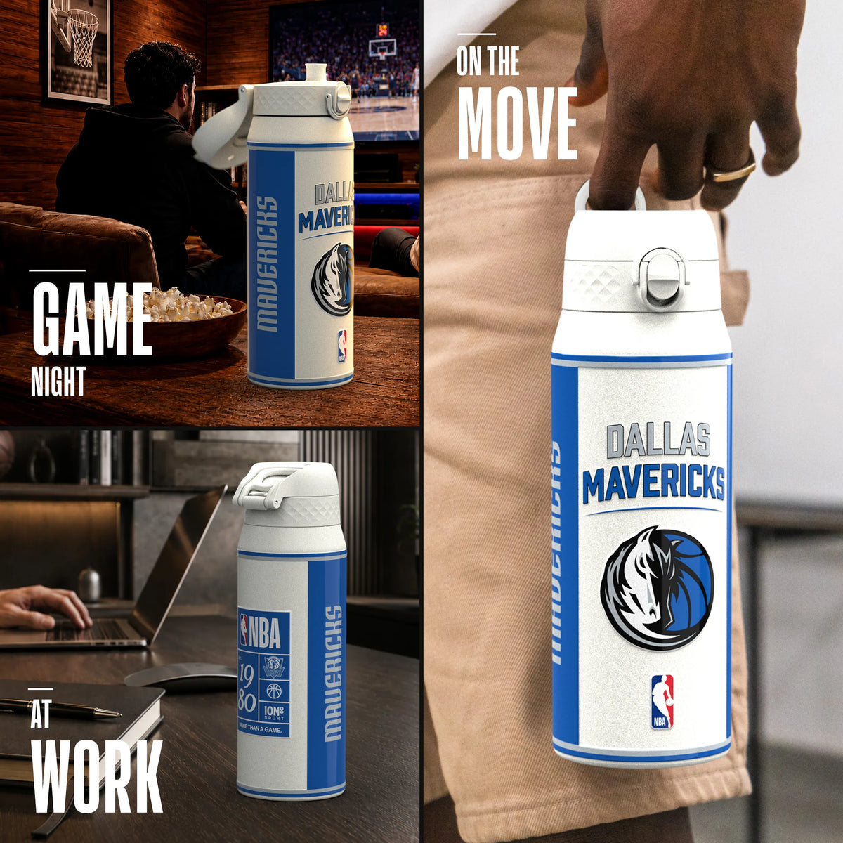 NBA x ION8, Insulated Steel Bottle, Dallas Mavericks, 750ml (24oz) — additional product photo