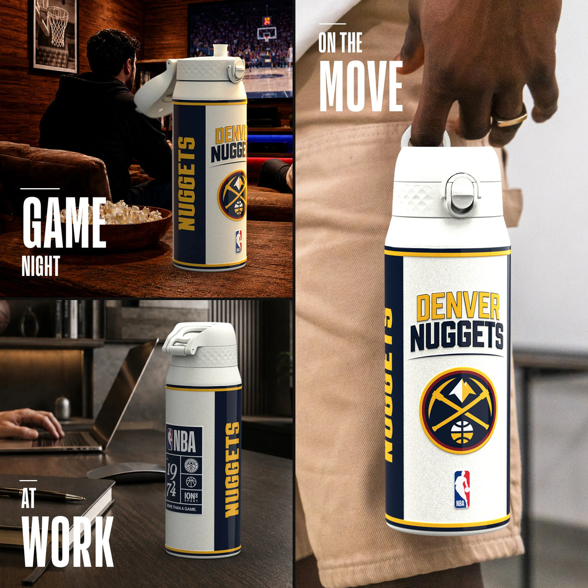 NBA x ION8, Insulated Steel Bottle, Denver Nuggets, 750ml (24oz) — additional product photo