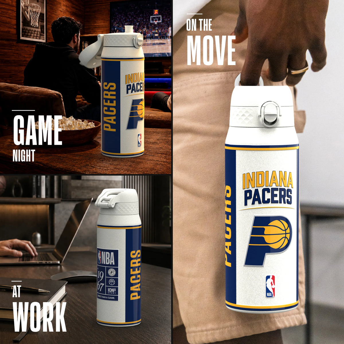 NBA x ION8, Insulated Steel Bottle, Indiana Pacers, 750ml (24oz) — additional product photo