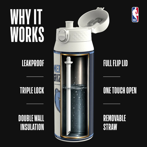 NBA x ION8, Insulated Steel Bottle, Memphis Grizzlies, 750ml (24oz) — additional product photo