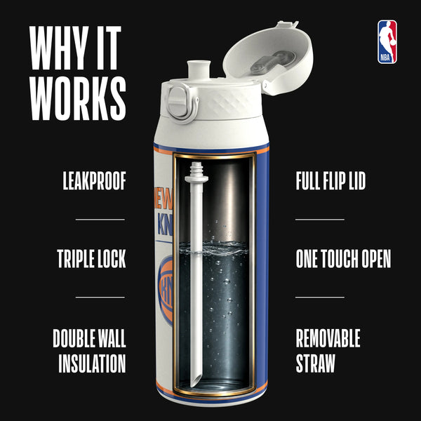 NBA x ION8, Insulated Steel Bottle, NY Knicks, 750ml (24oz) — additional product photo
