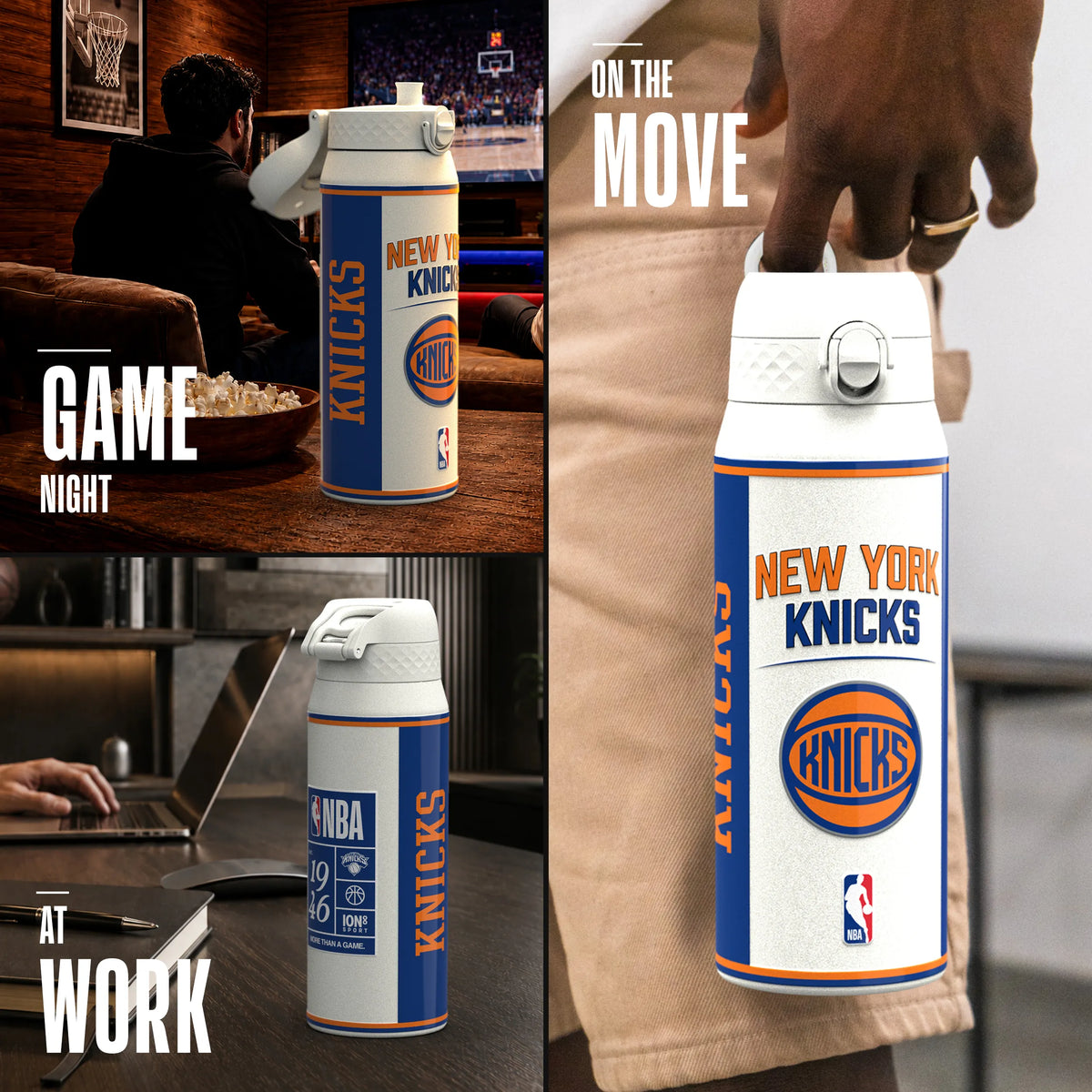 NBA x ION8, Insulated Steel Bottle, NY Knicks, 750ml (24oz) — additional product photo