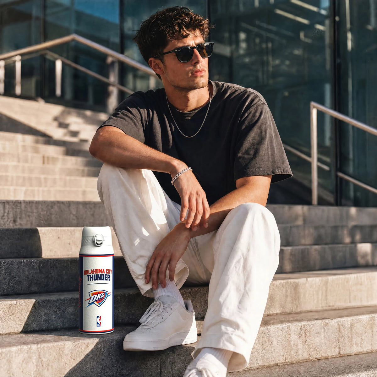 NBA x ION8, Insulated Steel Bottle, OK City Thunder, 750ml (24oz) — additional product photo