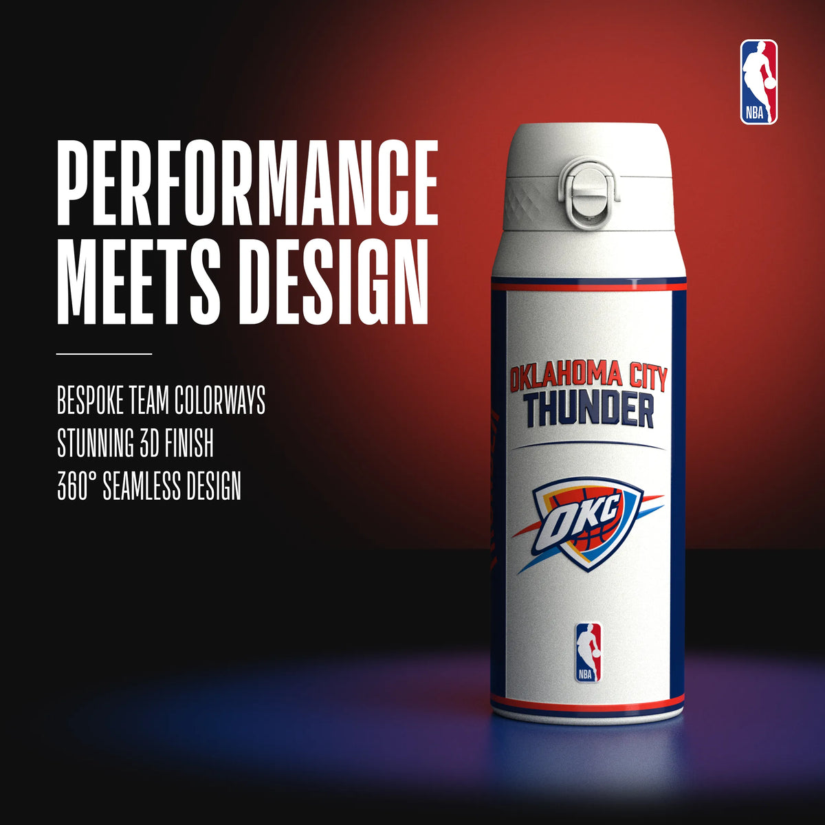 NBA x ION8, Insulated Steel Bottle, OK City Thunder, 750ml (24oz) — additional product photo
