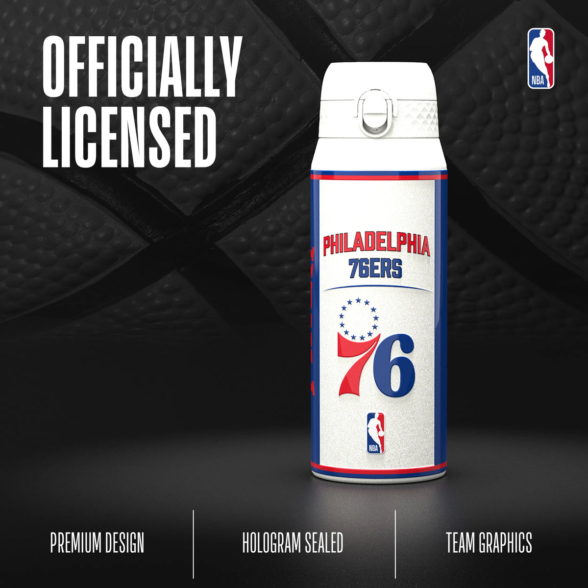 NBA x ION8, Insulated Steel Bottle, Philadelphia 76ers, 750ml (24oz) — additional product photo