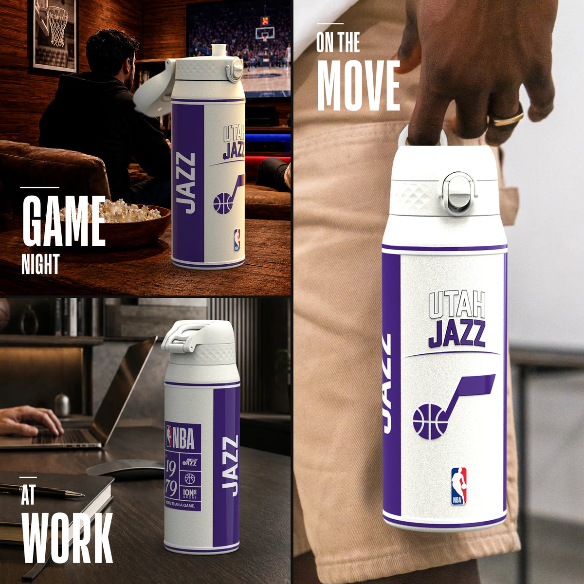 NBA x ION8, Insulated Steel Bottle, Utah Jazz, 750ml (24oz) — additional product photo