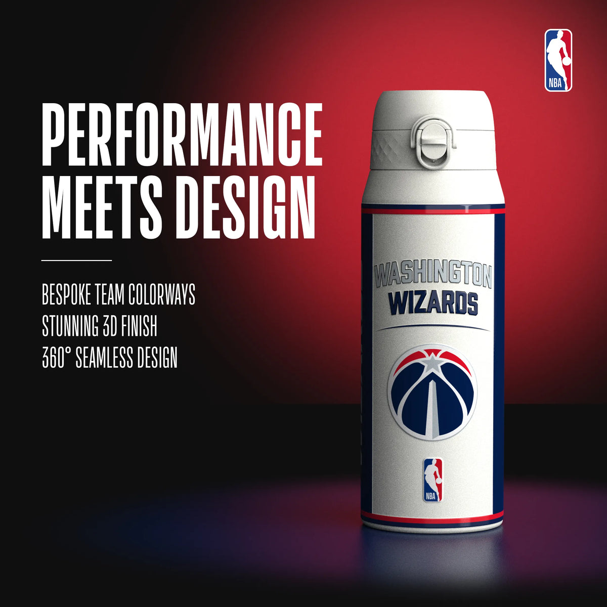 NBA x ION8, Insulated Steel Bottle, D.C Wizards, 750ml (24oz) — additional product photo