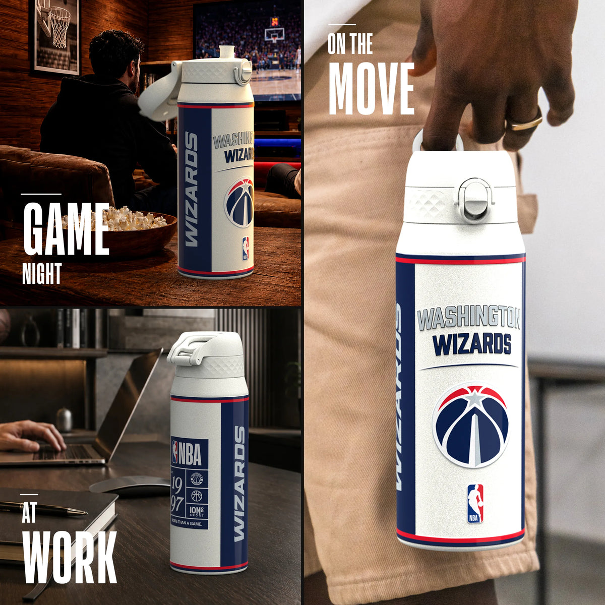NBA x ION8, Insulated Steel Bottle, D.C Wizards, 750ml (24oz) — additional product photo