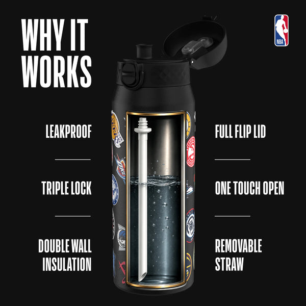 NBA x ION8, Insulated Steel Bottle, Multi Teams, 750ml (24oz) — additional product photo