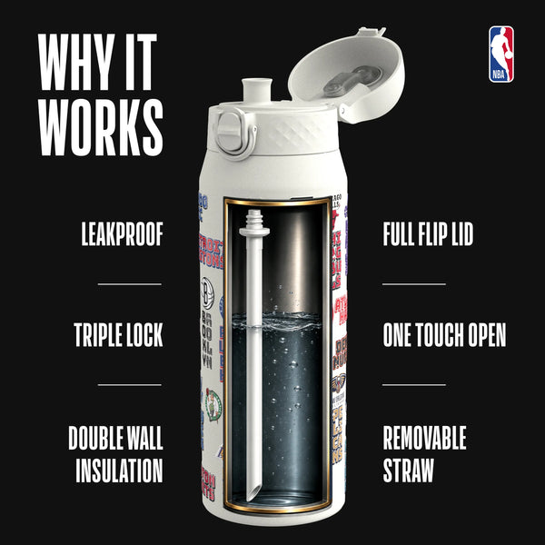 NBA x ION8, Insulated Steel Bottle, Patch Logos, 750ml (24oz) — additional product photo
