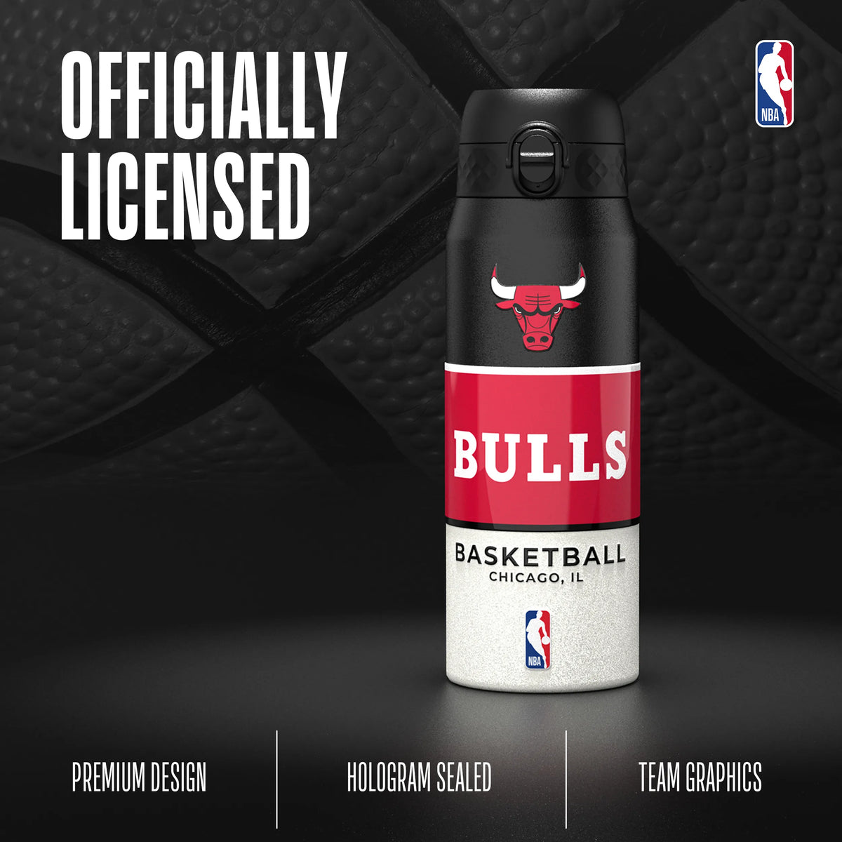 NBA x ION8, Insulated Steel Bottle, Chicago Bulls, 750ml (24oz) — additional product photo