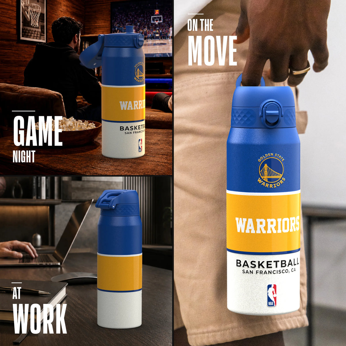 NBA x ION8, Insulated Steel Bottle, GS Warriors, 750ml (24oz) — additional product photo
