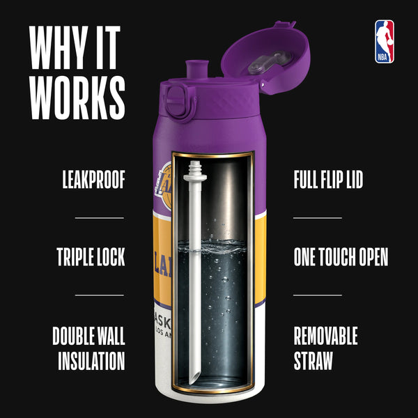 NBA x ION8, Insulated Steel Bottle, LA Lakers, 750ml (24oz) — additional product photo