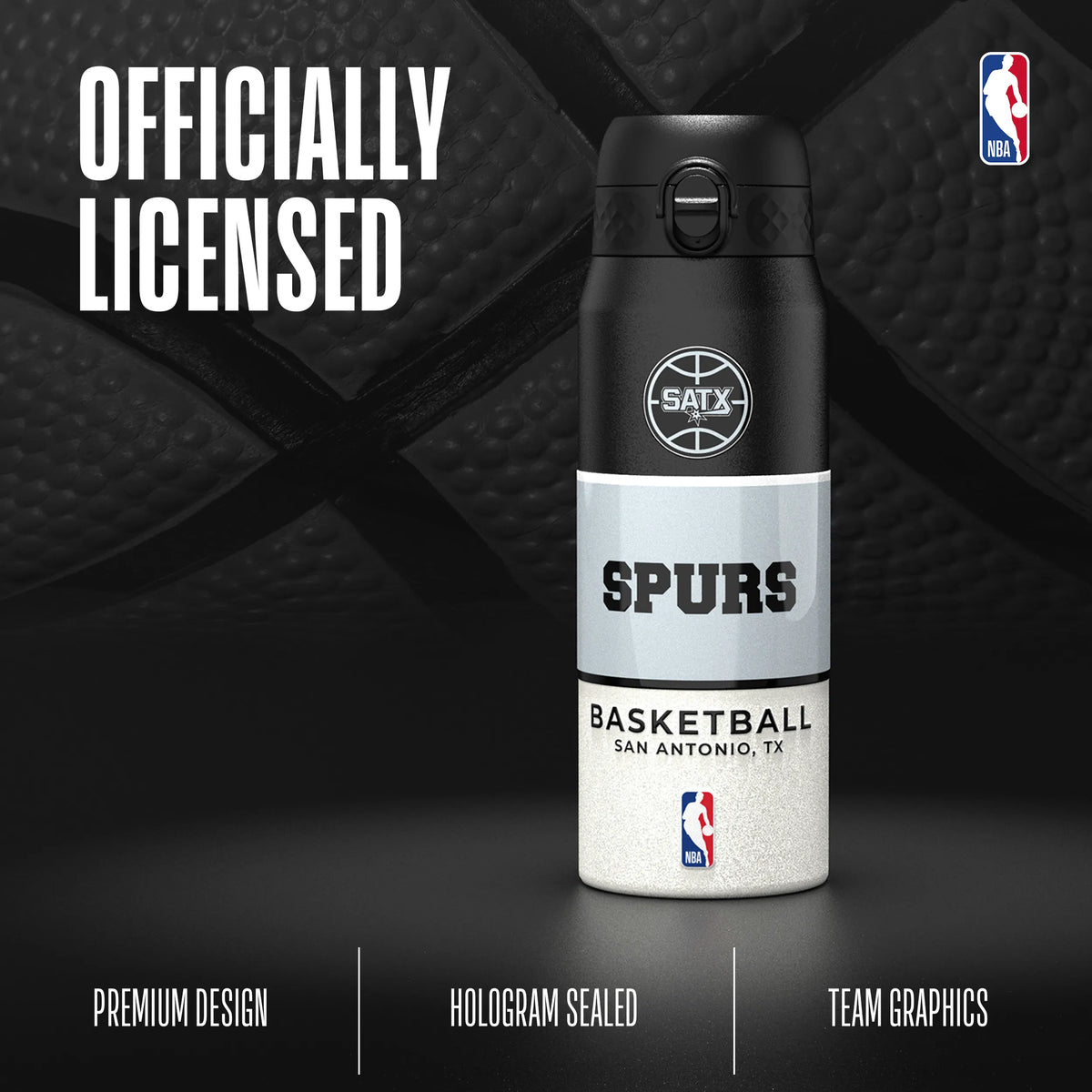 NBA x ION8, Insulated Steel Bottle, SA Spurs, 750ml (24oz) — additional product photo