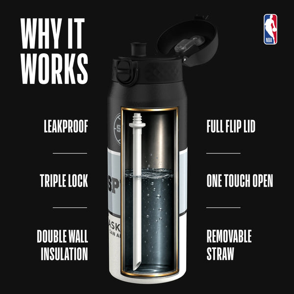 NBA x ION8, Insulated Steel Bottle, SA Spurs, 750ml (24oz) — additional product photo