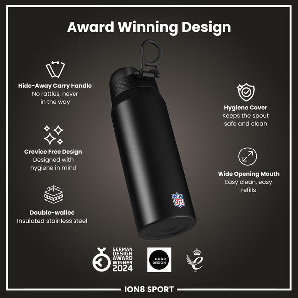 NFL x ION8 Insulated Steel Water Bottle, NFL Bears, 750ml (24oz)