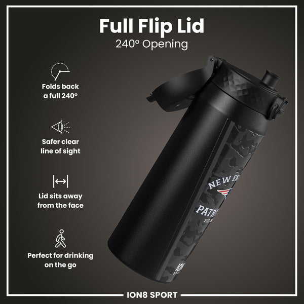 NFL x ION8 Insulated Steel Water Bottle, NFL Patriots, 750ml (24oz)