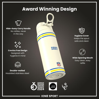 NFL x ION8 Insulated Steel Water Bottle, NFL Rams, 750ml (24oz)