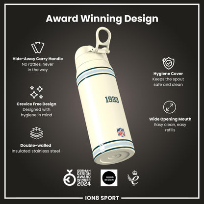 NFL x ION8 Insulated Steel Water Bottle, NFL Eagles, 750ml (24oz)
