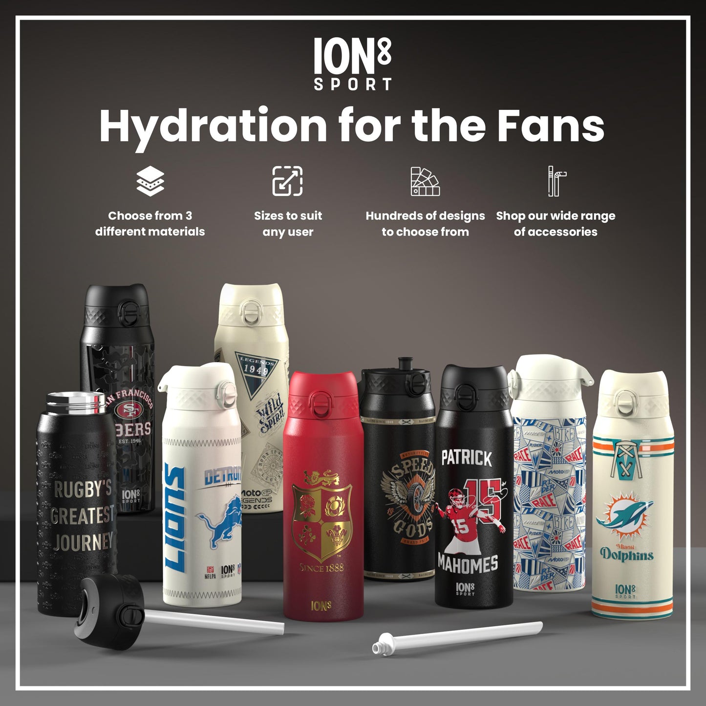NFL x ION8 Insulated Steel Water Bottle, NFL Commanders, 750ml (24oz)
