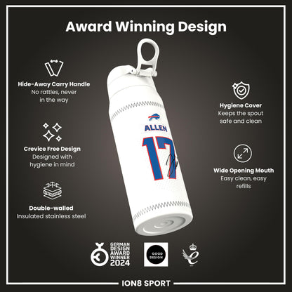 NFL x Ion8 Sports, Insulated Bottle, GameDay Series, Allen Bills, 750ml (24oz)