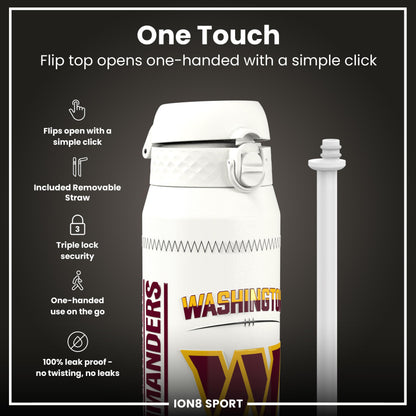 NFL x Ion8 Sports, Insulated Bottle, GameDay Series, Daniels Commanders, 750ml (24oz)