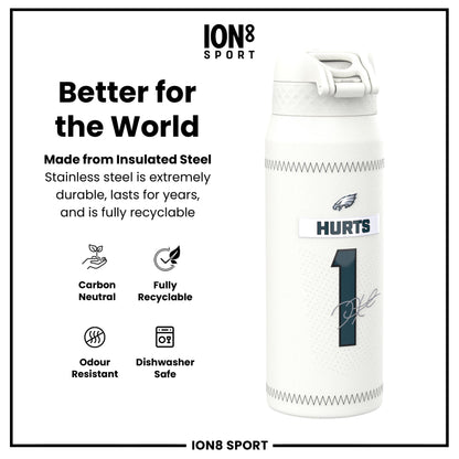 NFL x Ion8 Sports, Insulated Bottle, GameDay Series, Hurts Eagles, 750ml (24oz)