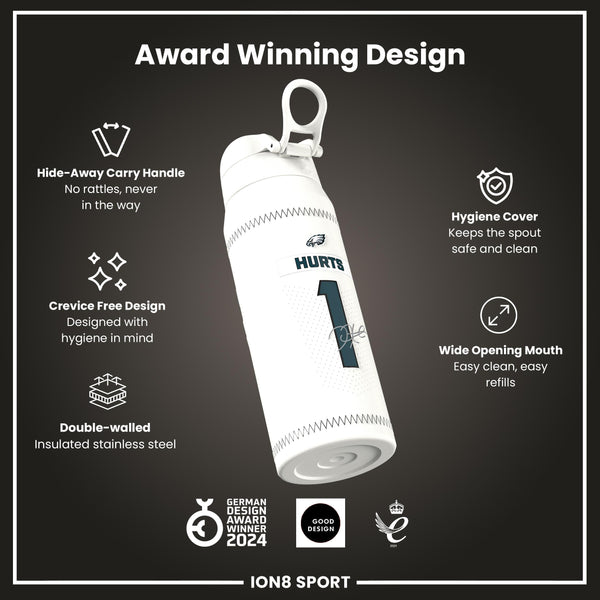 NFL x Ion8 Sports, Insulated Bottle, GameDay Series, Hurts Eagles, 750ml (24oz)