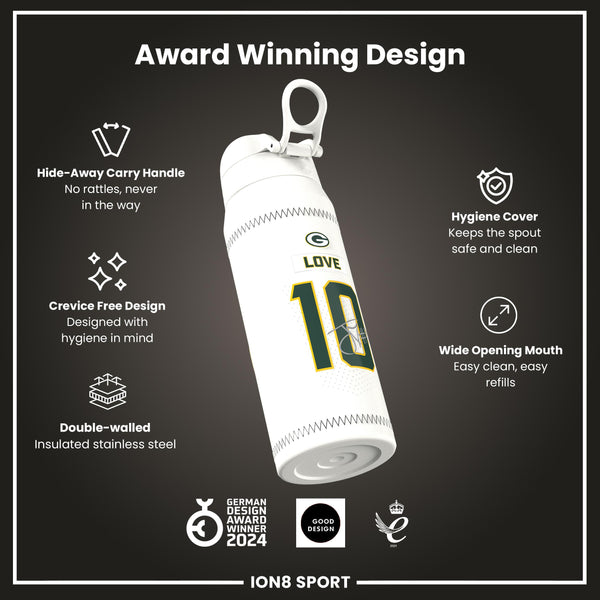 NFL x Ion8 Sports, Insulated Bottle, GameDay Series, Love Packers, 750ml (24oz)