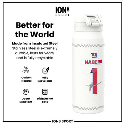 NFL x Ion8 Sports, Insulated Bottle, GameDay Series, Nabers Giants, 750ml (24oz)