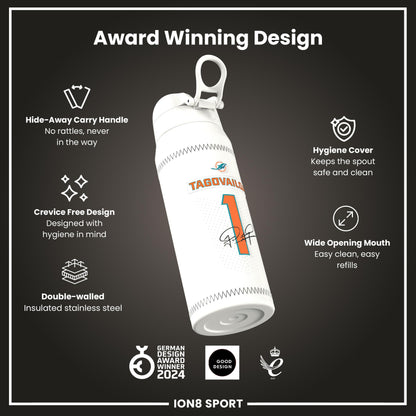 NFL x Ion8 Sports, Insulated Bottle, GameDay Series, Tua Dolphins, 750ml (24oz)