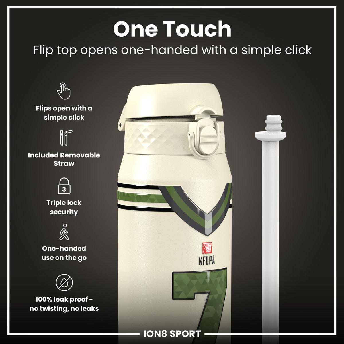 NFL x Ion8 Sports, Insulated Bottle, Icon Series, Bijan Robinson, 750ml (24oz)