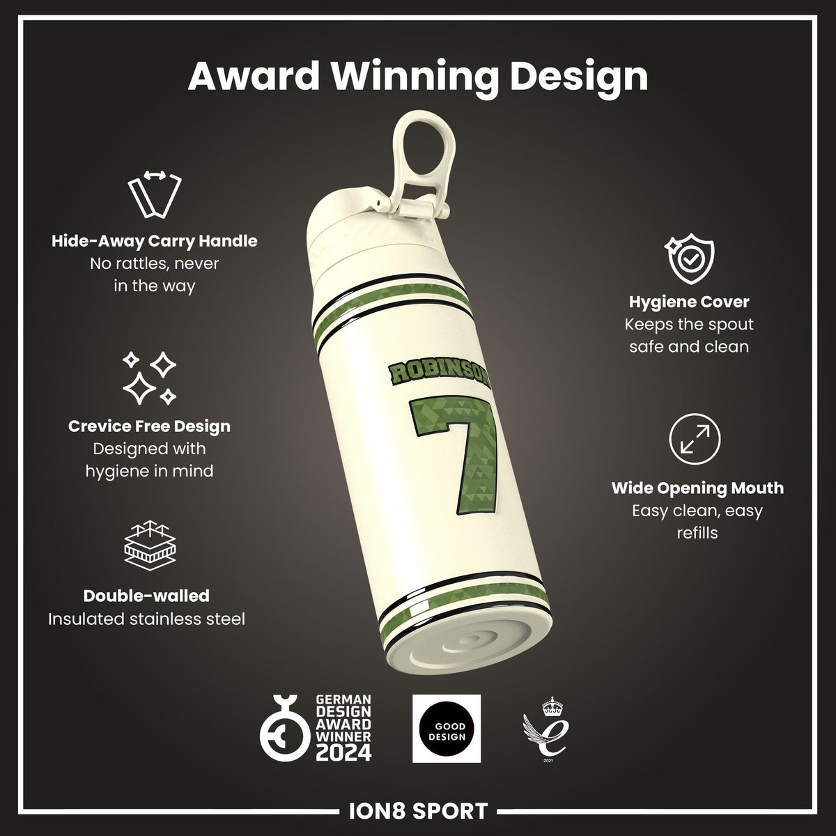 NFL x Ion8 Sports, Insulated Bottle, Icon Series, Bijan Robinson, 750ml (24oz)
