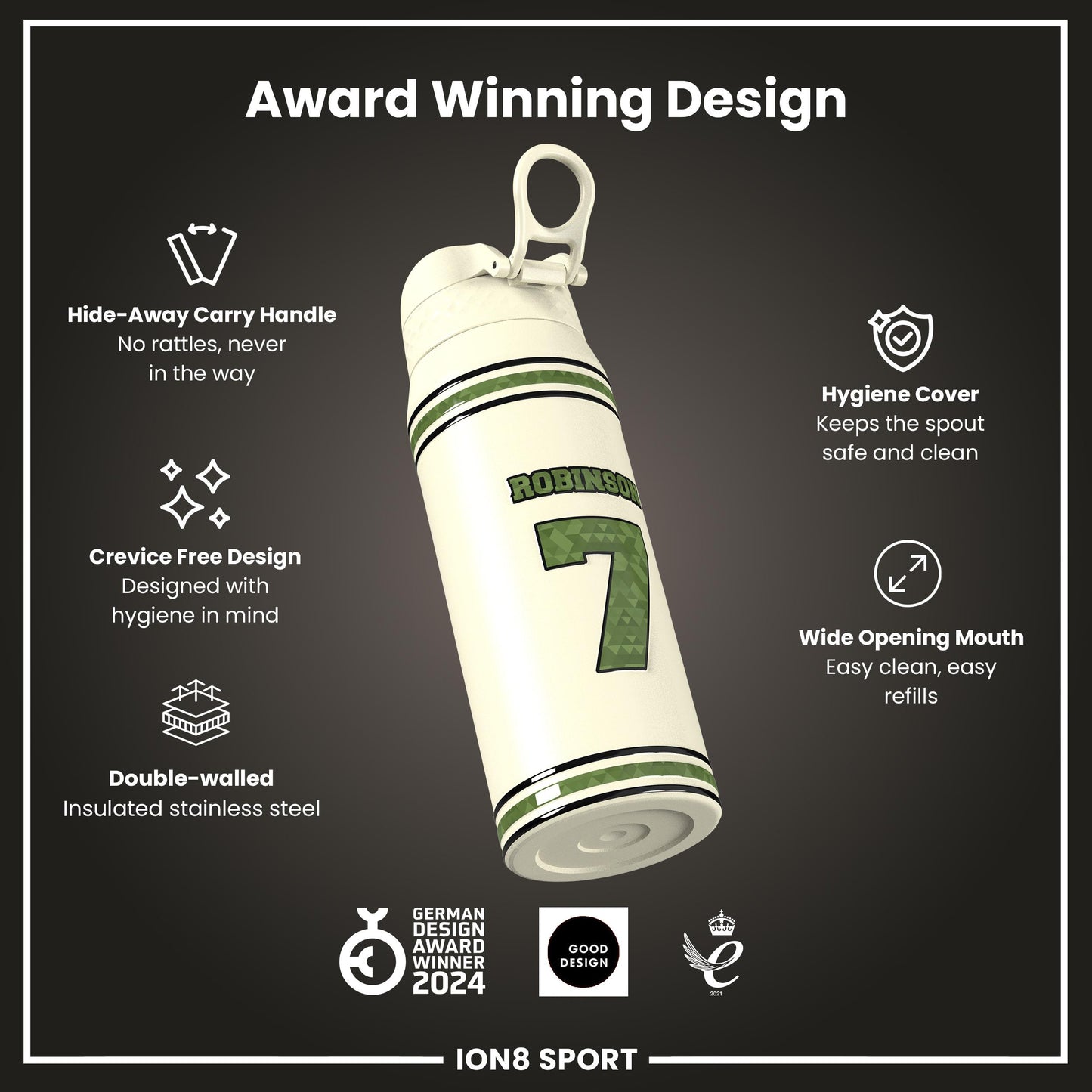 NFL x Ion8 Sports, Insulated Bottle, Icon Series, Bijan Robinson, 750ml (24oz)