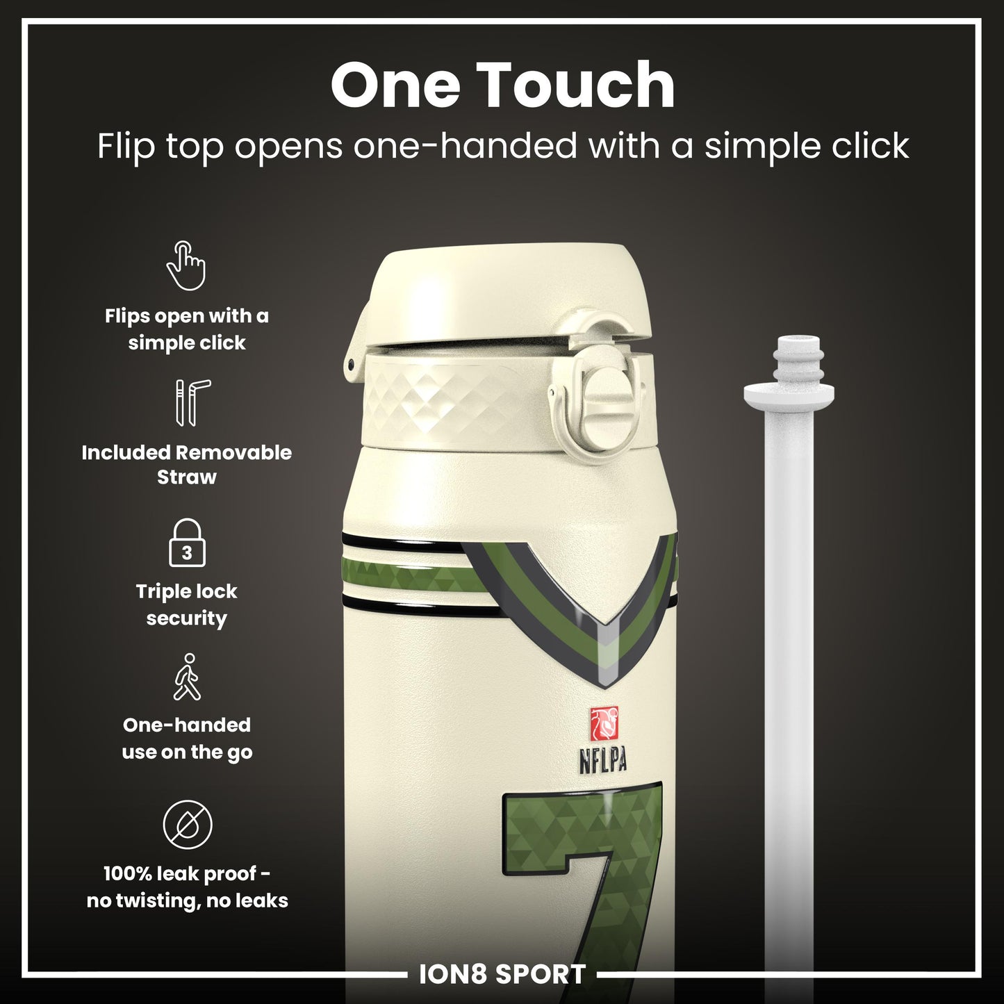 NFL x Ion8 Sports, Insulated Bottle, Icon Series, CJ Stroud, 750ml (24oz)